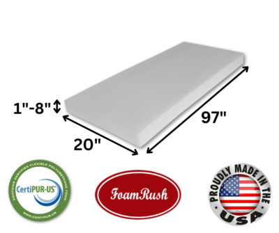 FoamRush 20'' x 97'' High Density Upholstery Foam Seat Cushion Replacement USA