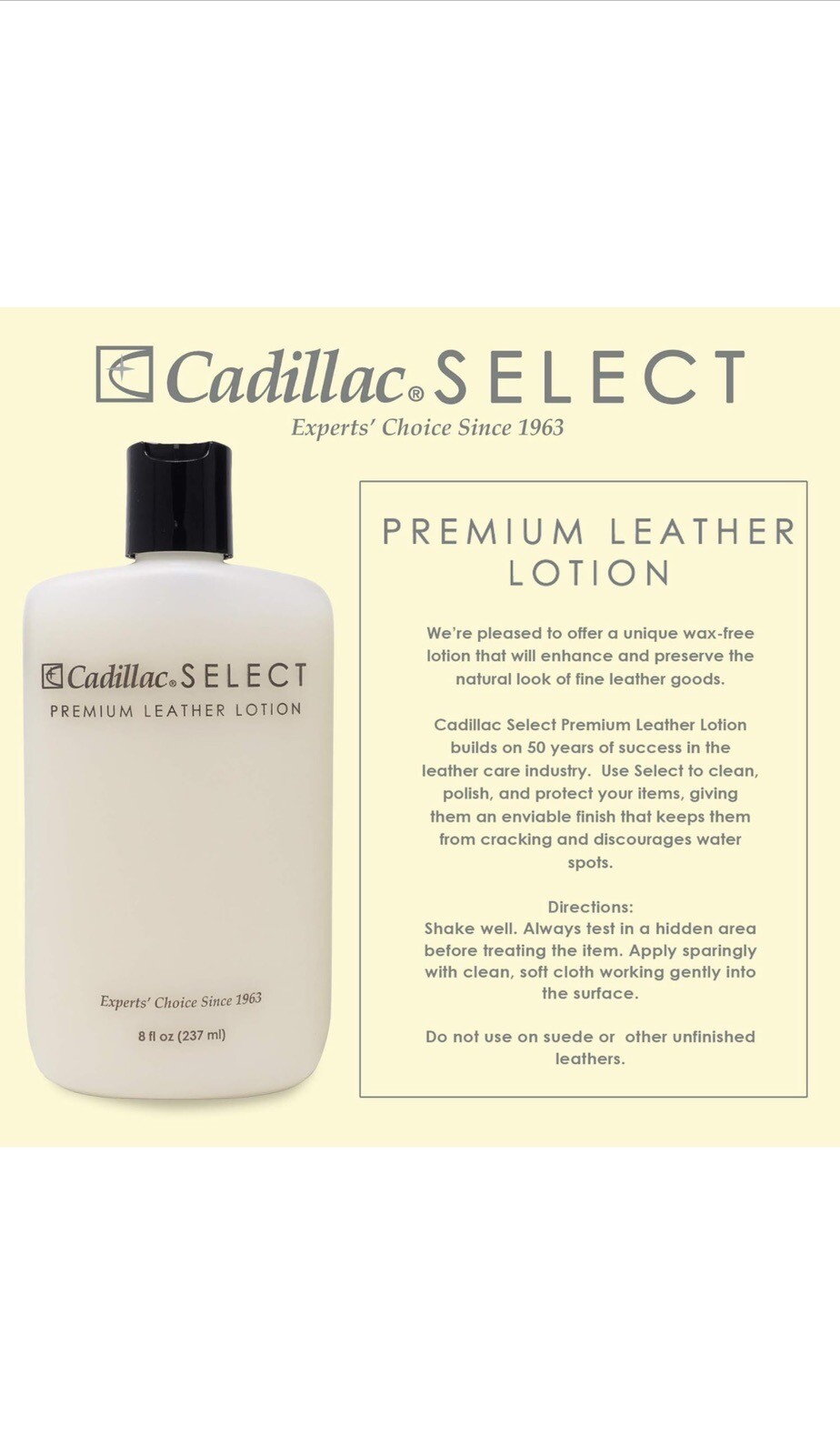 Cadillac Select Premium Leather Care Kit Cleaner, Conditioner & Stain