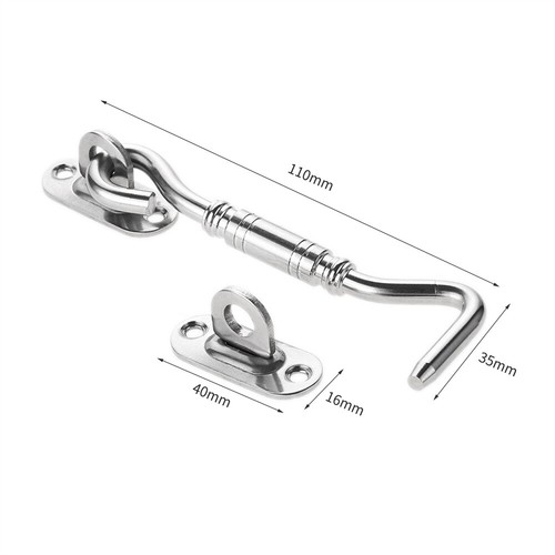 1Pc Window Catch Hookk And Eye Latch Lock 2 Colour Stainless Steel 110/150/205mm - Picture 19 of 39