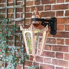 Wall Mounted Top Fix Copper Hexagonal Victorian Style Wall Lantern Light