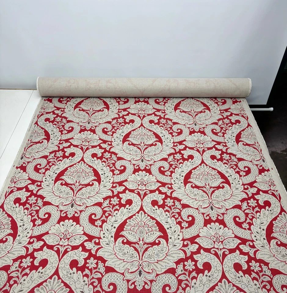 SUBURBAN HOME BETSY ROJO FLORAL ENREJADO DAMASCO TELA MULTIUSOS POR YARDA 54"W Foto 2 de 4