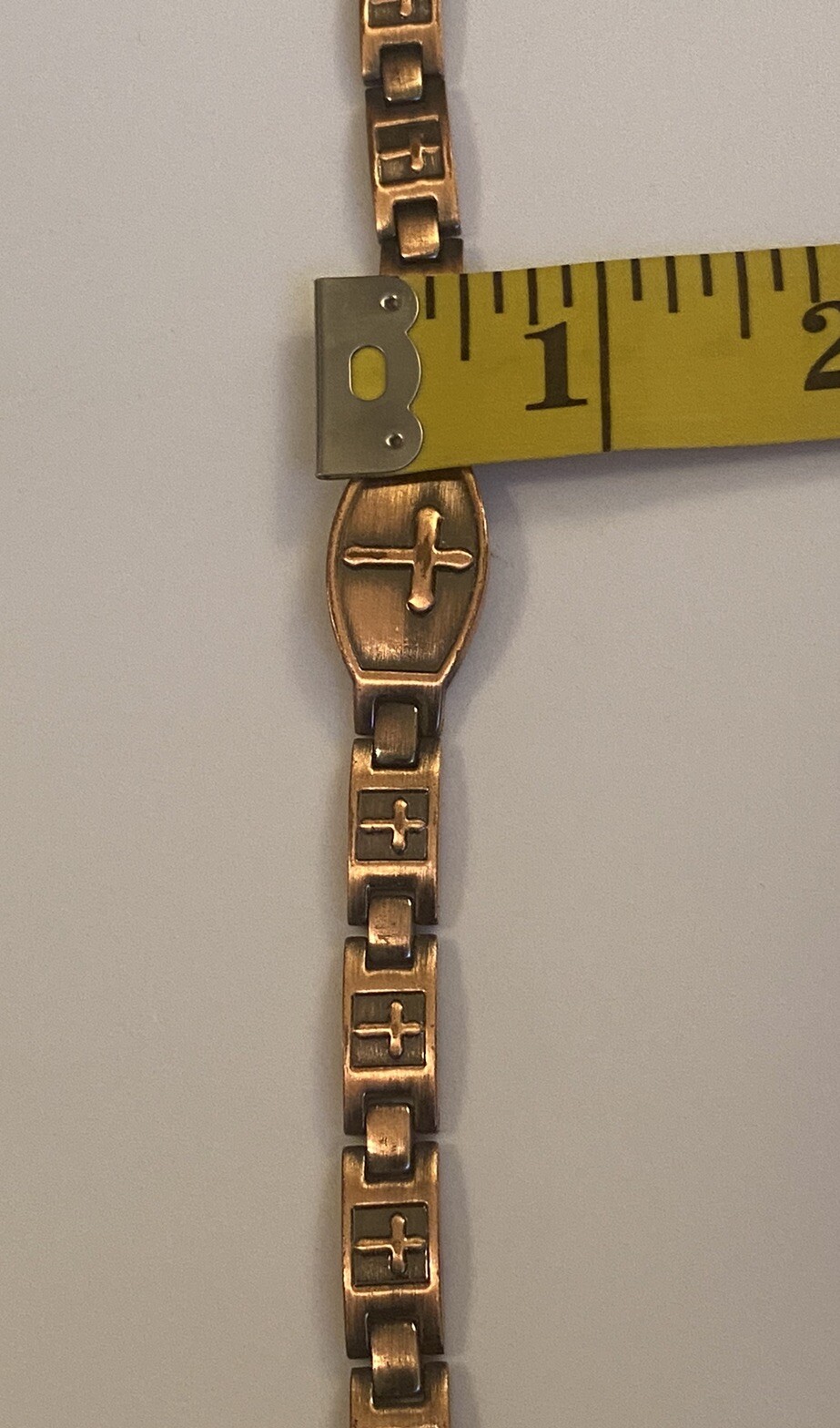 Signed Copper Panel Link Cross Design Therapy Bra… - image 18