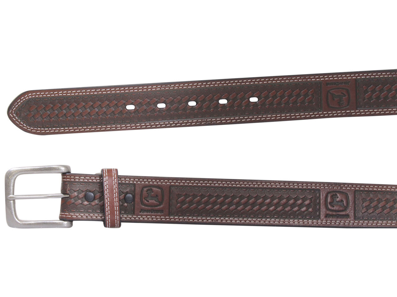 John Deere Men's Belt Bridle Leather Basket Weave Tan eBay