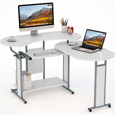 180 Rotating Functional Side Table L Shape Computer Desk With