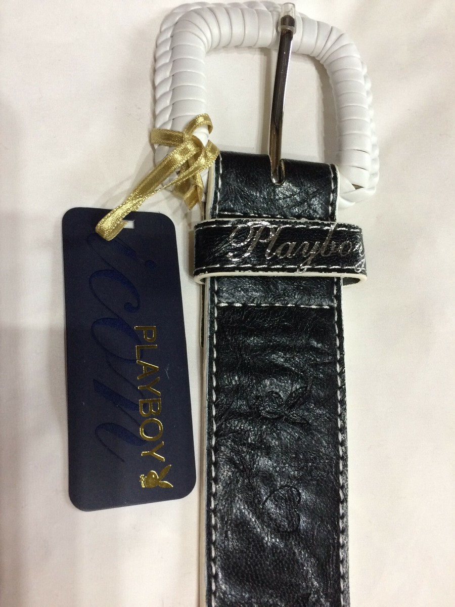 Ceinture Femme PLAYBOY Taille M - Boucle Lapin En Relief Noir Et Blanc - Neuf Avec étiquettes