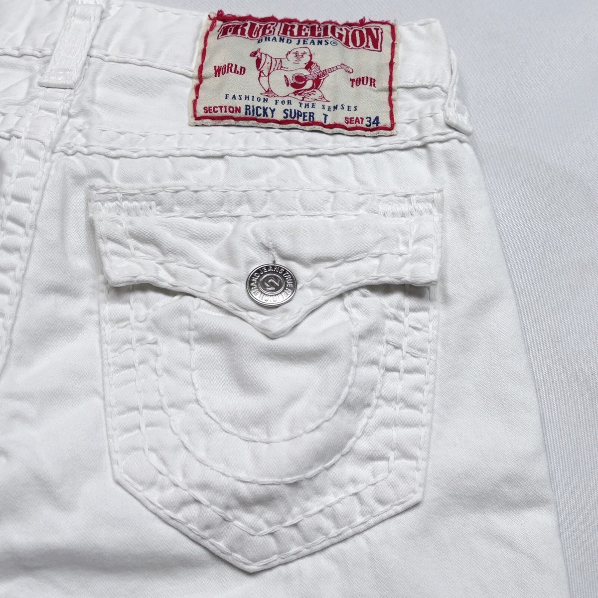 True Religion Men's Ricky Super T Denim White Jeans Made in USA