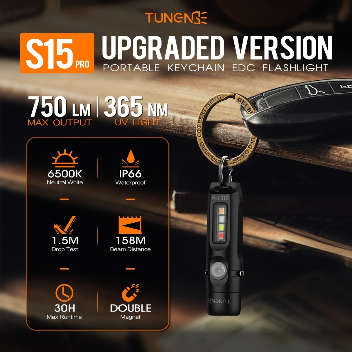 Lksixu Mini LED Flashlight Keychain, High Lumens EDC Pocket Flashlight With COB Side Lights, 8 - View #2