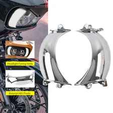 Chrome Mount Front Headlight Fairing Vent For Harley Road Glide 2015-Later FLTRX