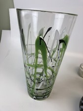 Heavy Art Glass Clear Vase Swirl / Splash Pattern Modern