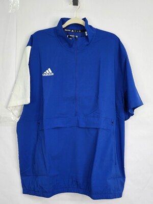Adidas Aeroready 1/2 Zip Pullover Mens L blue Stadium Short short Sleeve Pocket