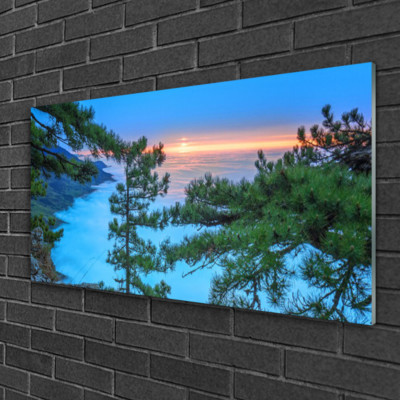 Tableau Déco Sur Verre 100x50cm - Arbre Et Montagnes - Style Moderne - Marque Tulup