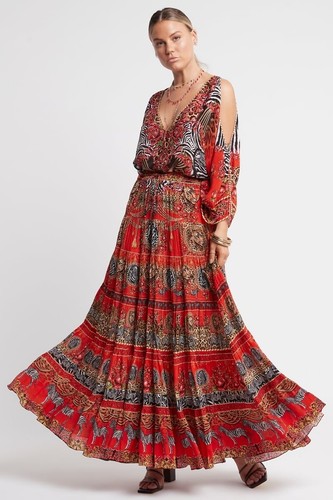 NEW $399 CZARINA POWER AND PASSION MAXI SKIRT SILK VISCOSE CRYSTALS XL . - Picture 2 of 7