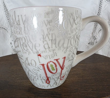 Vintage Starbucks 2005 Christmas Mug Joy Love Script Decorations Peace Wish Give