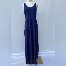 LOFT Tiered Criss Cross Back Colbat Blue Sleeveless Maxi Dress Size 4