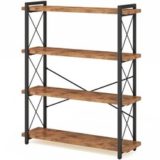HCHQHS 4-Tier Industrial Bookshelf Rustic Open Bookcase Freestanding Storage Rac