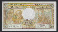 1956 Belgium 50 Francs #133 - VERY FINE
