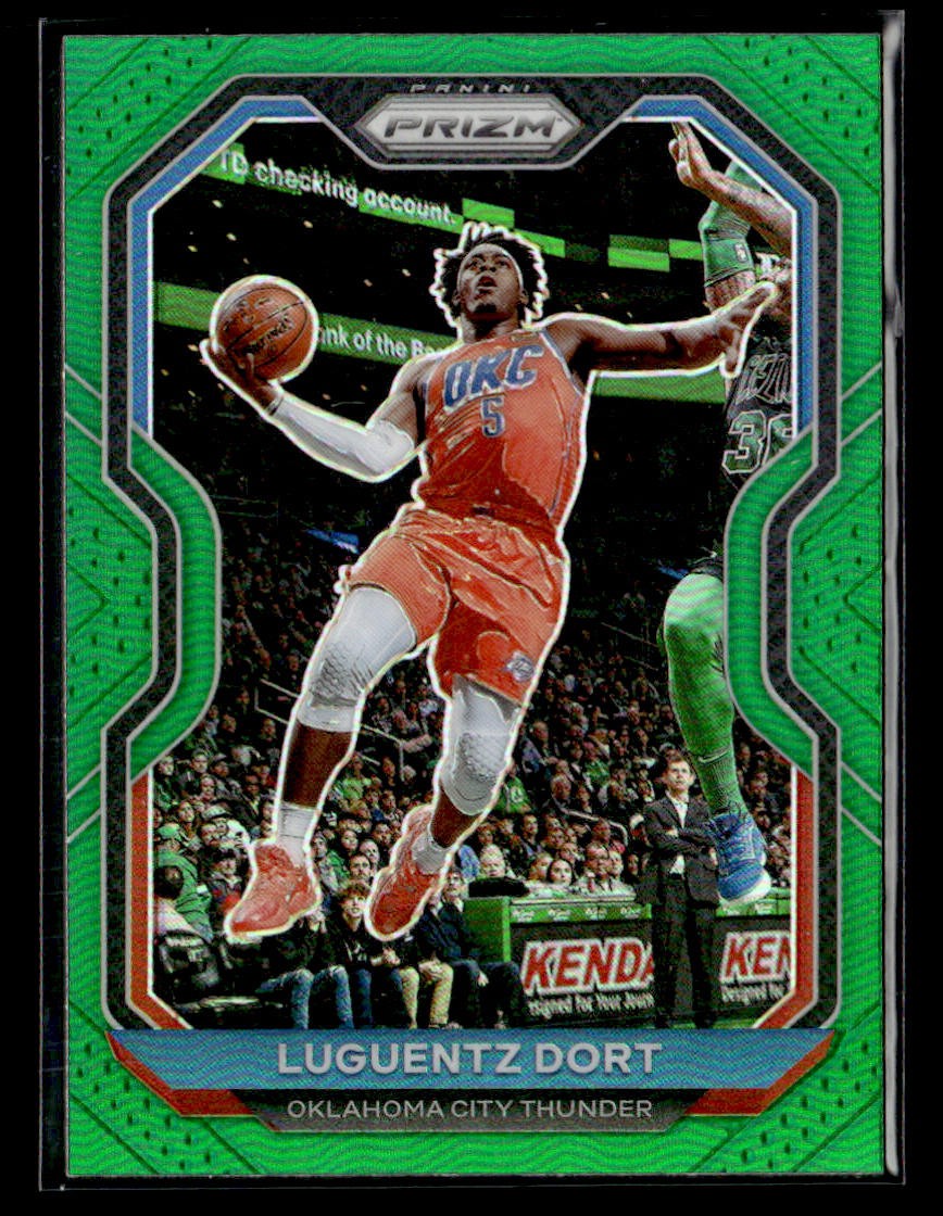 2020-21 Panini Prizm #31 Luguentz Dort Green Prizms Card Oklahoma City Thunder