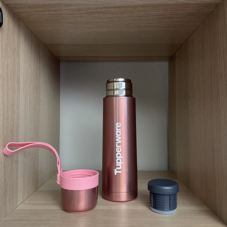 Tupperware Thermosflasche 500 ml Rosa mit Becher Neu - Bild 2 von 2