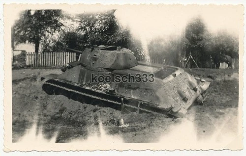 Photo destroyed Russian T-34 tank after the Battle of Niemirov