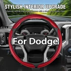 For Dodge Steering Wheel Cover Red Carbon Fiber Breathable Anti-slip 15" 38cm