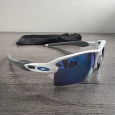OAKLEY OO9188-9459 FLAK 2.0 XL Polished White w Prizm Sapphire Lenses-PRE-OWNED