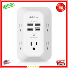 5 Outlet Extender Surge Protector Multi Plug Wall Adapter USB Charger Ports with