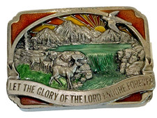 Belt BuckleLet The Glory Of The Lord Endure Forever 1983 Siskiyou USA Religious