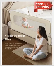 Homeal Toddler Bed Rails - 59”x24” Adjustable Foldable U-Shaped Base for Safety