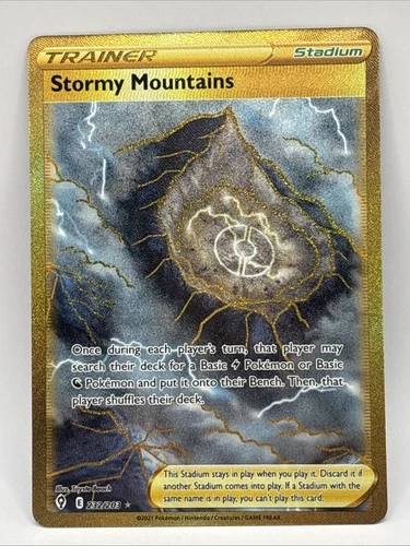 Stormy Mountains - 232/203 Evolving Skies Gold Trainer - NM/MINT