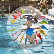 Inflatable Roller Float, 52'' Colorful Water Wheel, Swimming Pool Roller Toy for