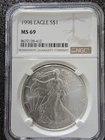 1998 S$1 Silver Eagle NGC MS69 Brown Label