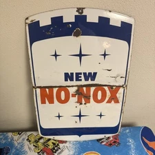 Vintage Gulf New No Nox 11.25"x17.5" Gas Station Oil Pump Fuel OK GM Porcelain 