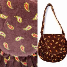 Vtg 70s Paisley Velvet Shoulder Bag Carpetbags of America Boho Retro Hippie