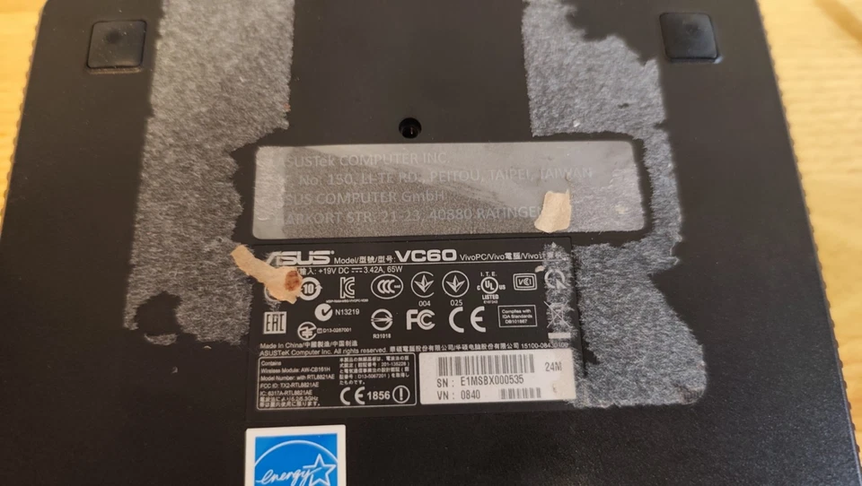 Asus Vivo pc VC60 Intel I3 3110M 16gb RAM SIN HDD - Imagen 3 de 4