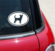 Euro Chihuahua Dog Graphic Decal Sticker Car Wall Oval NOT Two Colors