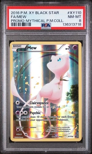 2016 POKEMON XY PROMO MYTHICAL POKEMON COLLECTION #XY110 FULL ART/MEW PSA 8