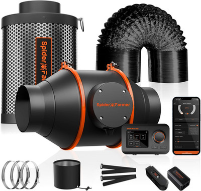 Air Filtration Kit 4'' Inline Duct Fan, GGS Temperature and Humidity Controller,