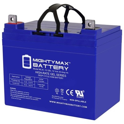 Mighty Max 12V 35AH GEL NB Battery Replaces Deep Cycle Solar 33Ah, 34Ah, 36Ah