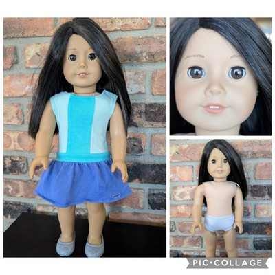 American Girl Doll Truly Me JLY #25 Black Brown Hair & Eyes + Color Block Dress