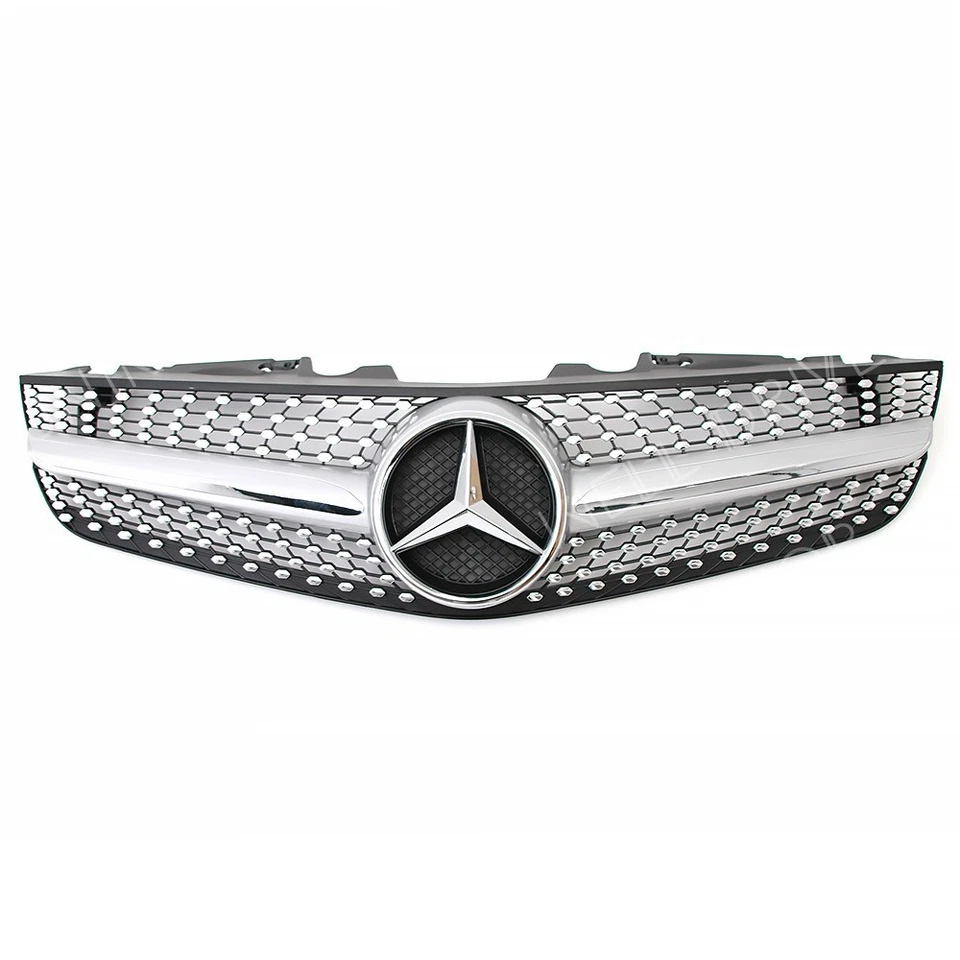 Chrome Silver Bumper Grille W/Star For Mercedes Benz R230 09-12 SL500 SL600 SL63 Foto 2 de 4