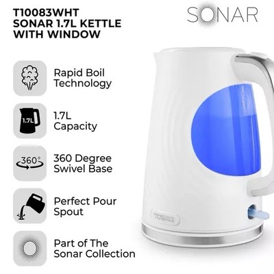 Tower T10083WHT Sonar Textured Kettle with Large Viewing Window