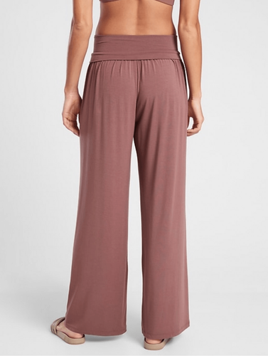 Athleta Soft Lounge Wide Leg Pants in rose brown Elastic Waist Modal Womens XL N - Picture 3 of 7