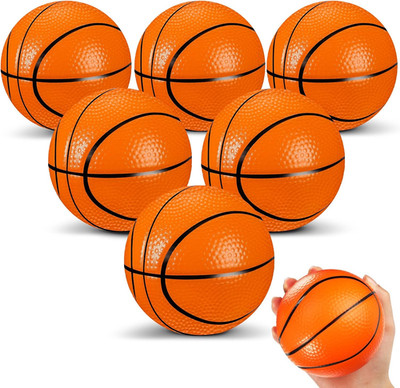 6 Pcs 4'' Mini Foam Basketballs for Kids Adults, Squeeze Stress Ball Safe Soft 
