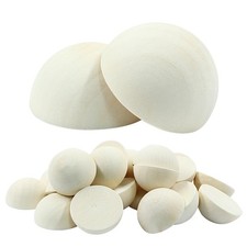 30pcs Mini Wooden Beads, Unfinished Round Split Wood Balls Bulk for Craft Pai...