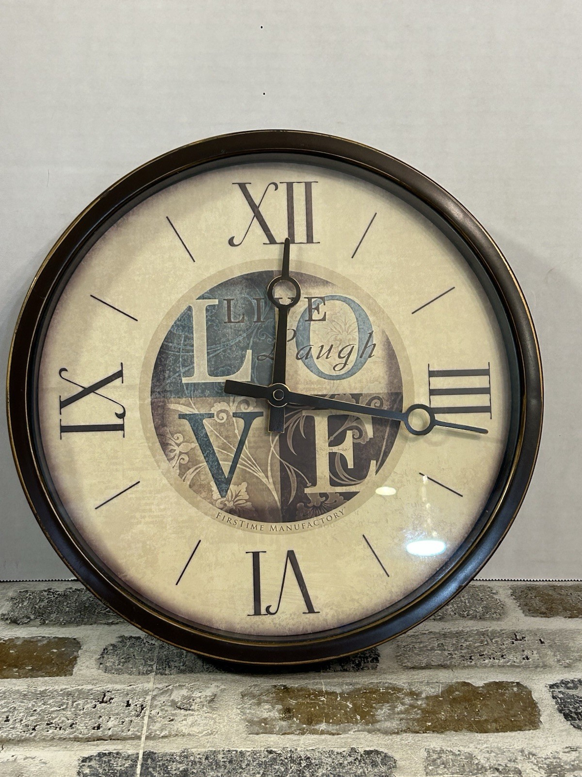 Firstime Manufacture Inspirational Live Laugh Love 12” Inch Round Wall Clock