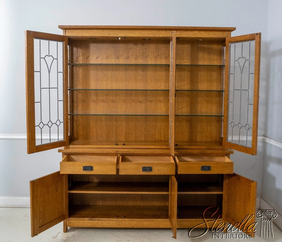 70248: STICKLEY Arts & Crafts Mission Oak Leaded Glass China Cabinet - Image 3 of 4