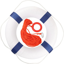 Calvana 20" Foam Life Preserver Ring with 98.4Ft Floating Lifesaving Rope, Throw