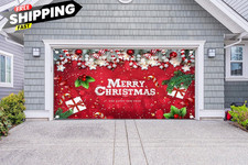Lordearon Christmas Garage Door Banner Decoration Large Large, Red