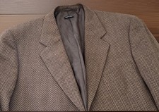 Vtg 80s Giorgio Armani Milano Herringbone Pure New Wool Blazer IT 44 Made Italy