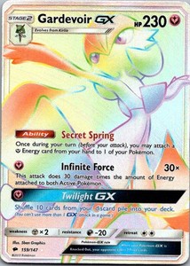 Gardevoir GX 159/147 Burning Shadows Secret Rainbow Rare Holo